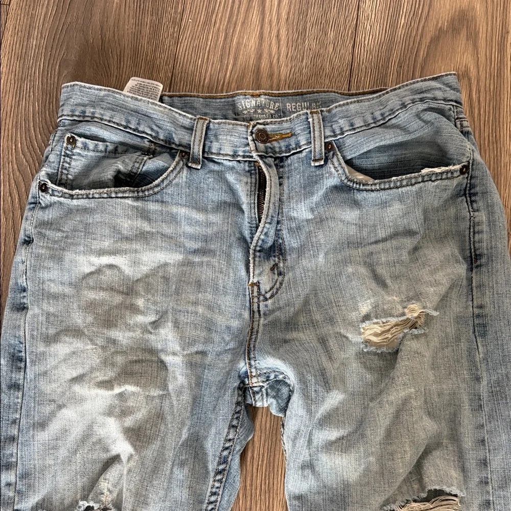Levi's Light Blue Straight Jeans with Distressed Details